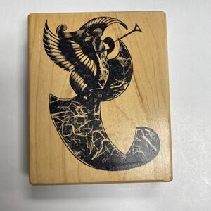 Vintage Stamptastic Angel Blowing Horn 1991 Wood Rubber Crafting Stamp